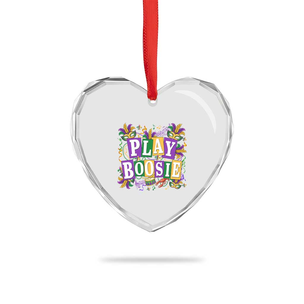 Funny Play Boosie Mardi Gras Heart Crystal Glass Ornament Fat Tuesday Carnival Fleur De Lis Music TS11 Print Your Wear