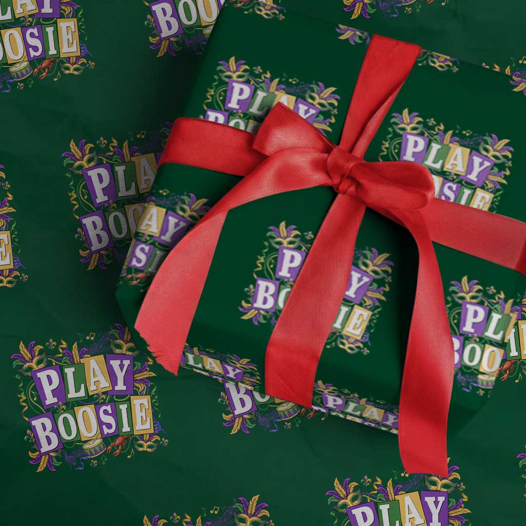 Funny Play Boosie Mardi Gras Wrapping Paper Roll Fat Tuesday Carnival Fleur De Lis Music TS11 Green Print Your Wear