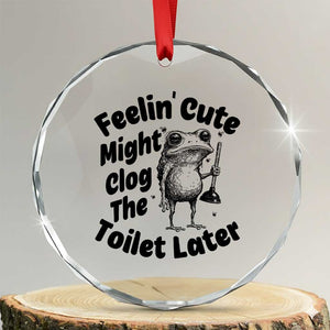 Funny Plumber Frog Gift Crystal Glass Ornament Feeling Cute Might Clog The Toilet Later TS12 Transparent Glass 3'' Circle Print Your Wear