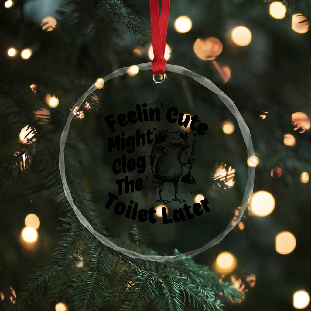 Funny Plumber Frog Gift Crystal Glass Ornament Feeling Cute Might Clog The Toilet Later TS12 Print Your Wear
