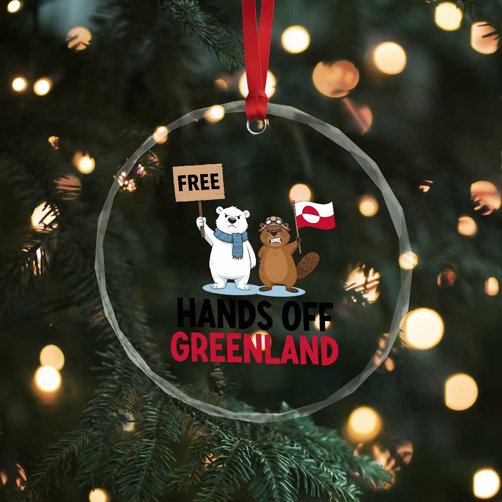 Funny Polar Bear Political Protest Crystal Glass Ornament Hands Off Greenland TS12 Print Your Wear