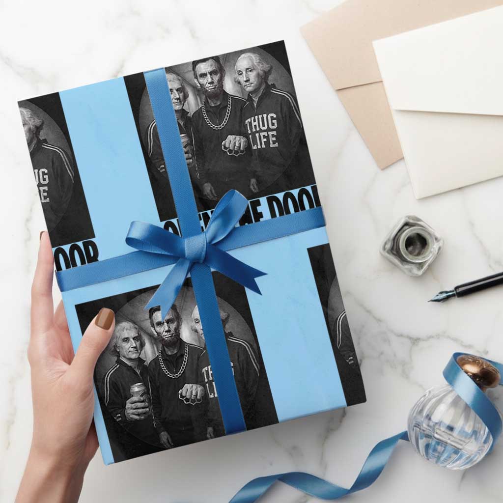 Funny Political American History Wrapping Paper Roll Abraham Lincoln George Washington and Thomas Jefferson Meme TS14 Light Blue Print Your Wear