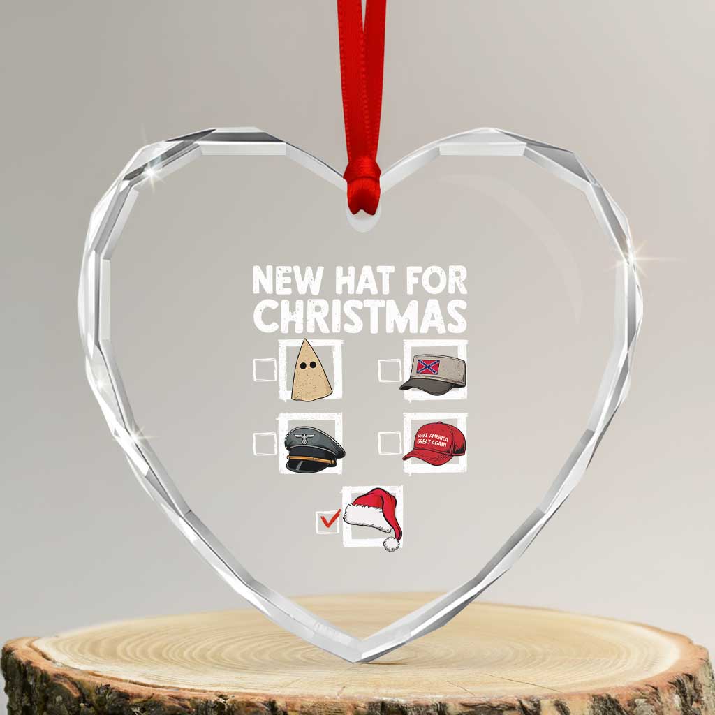 Funny Political Christmas Heart Crystal Glass Ornament Old Hat New Hat TS14 Transparent Glass 3'' Heart Print Your Wear
