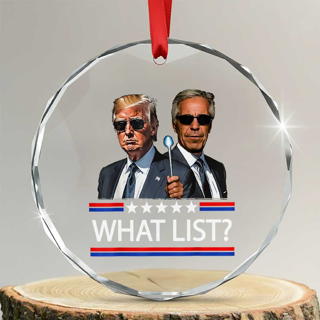Funny Political Conspiracy Parody Crystal Glass Ornament What List Men in Black Meme TS02 Transparent Glass 3'' Circle Print Your Wear