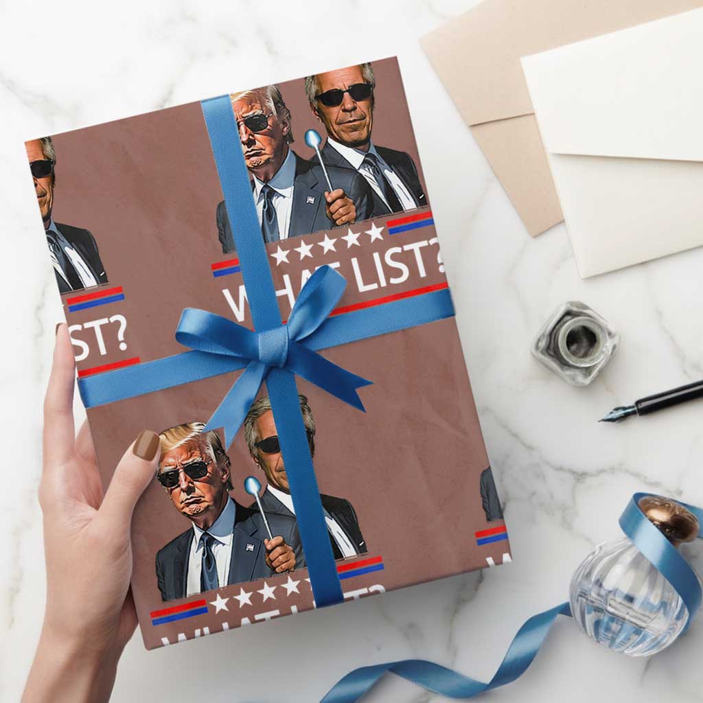 Funny Political Conspiracy Parody Wrapping Paper Roll What List Men in Black Meme TS02 Mocha Print Your Wear