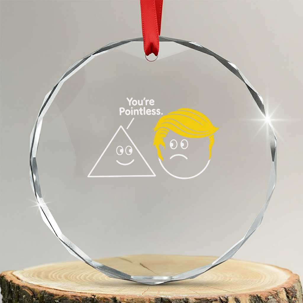 Funny Political Geometry Joke Crystal Glass Ornament Youre Pointless Graphic TS12 Transparent Glass 3'' Circle Print Your Wear
