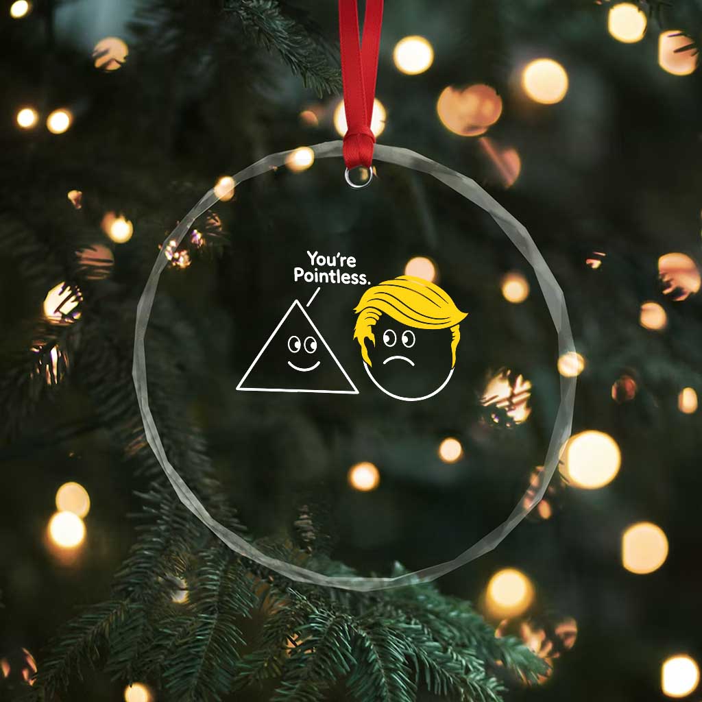 Funny Political Geometry Joke Crystal Glass Ornament Youre Pointless Graphic TS12 Print Your Wear