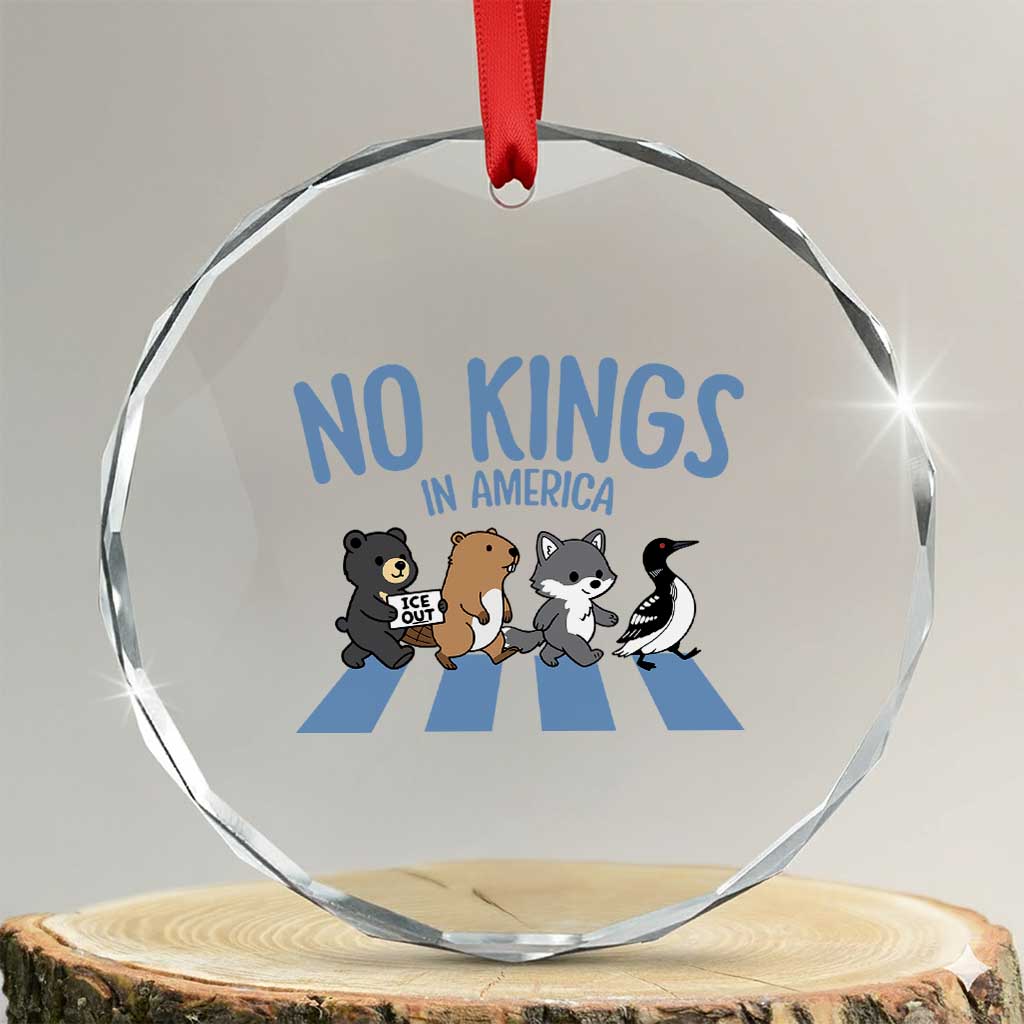 Funny Political No Kings In America Crystal Glass Ornament Gift For Animal Lovers TS12 Transparent Glass 3'' Circle Print Your Wear