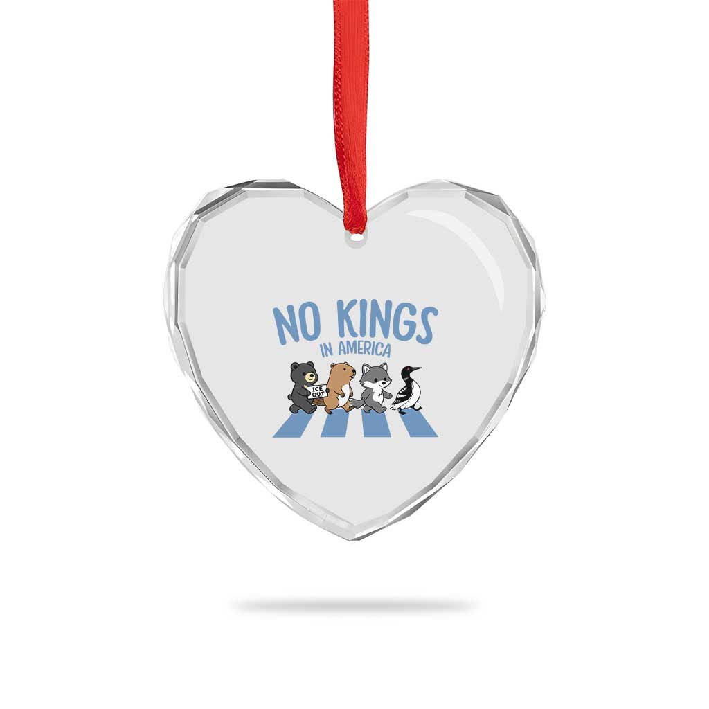 Funny Political No Kings In America Heart Crystal Glass Ornament Gift For Animal Lovers TS12 Print Your Wear