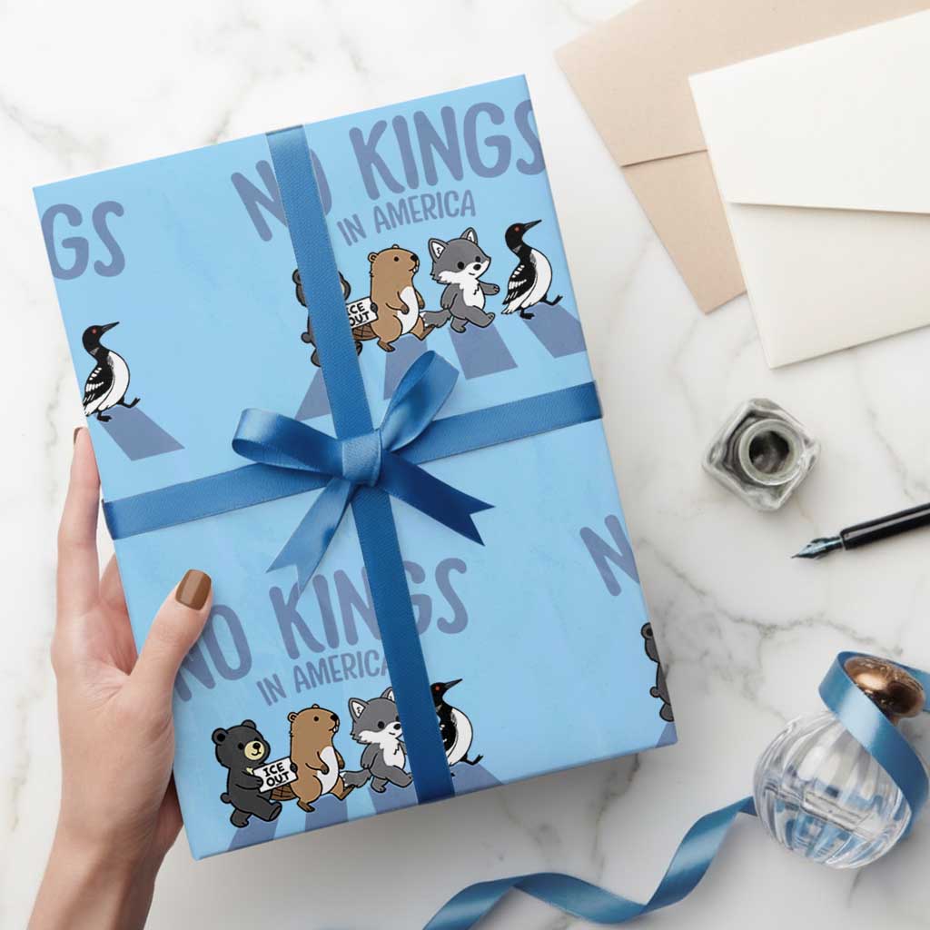 Funny Political No Kings In America Wrapping Paper Roll Gift For Animal Lovers TS12 Light Blue Print Your Wear