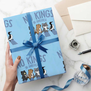Funny Political No Kings In America Wrapping Paper Roll Gift For Animal Lovers TS12 Light Blue Print Your Wear