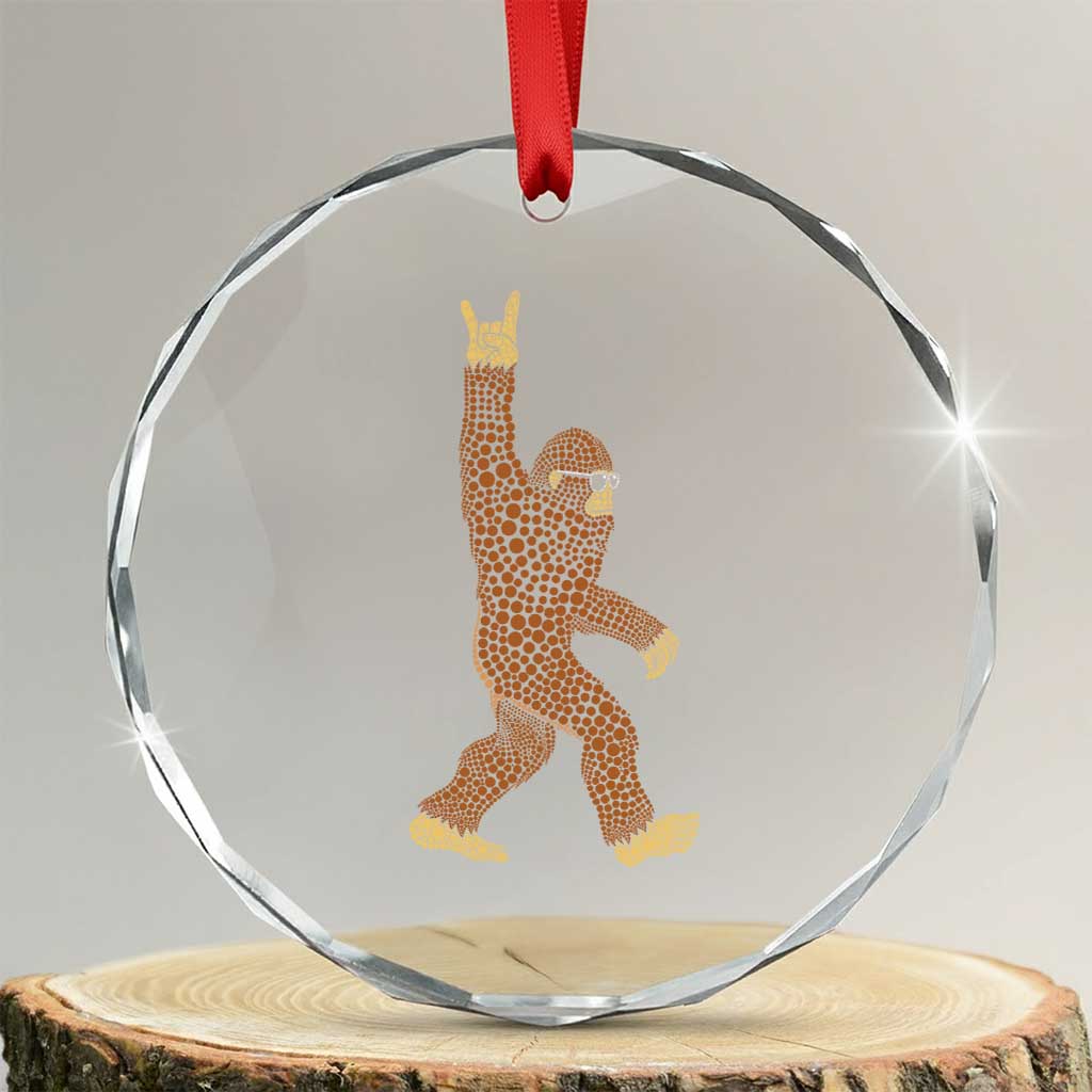 Funny Polka Dot Bigfoot Rock On Crystal Glass Ornament Dot Day Gift TS12 Transparent Glass 3'' Circle Print Your Wear