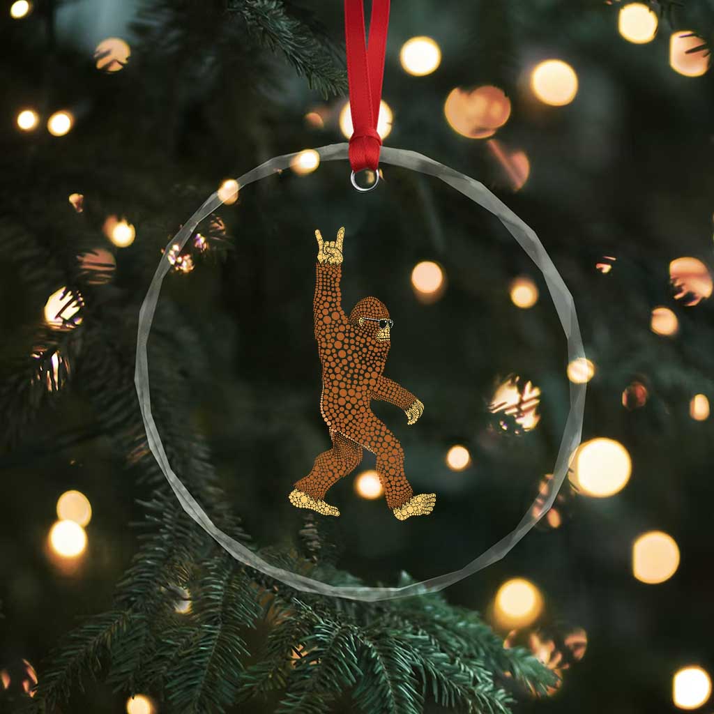 Funny Polka Dot Bigfoot Rock On Crystal Glass Ornament Dot Day Gift