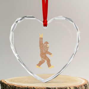 Funny Polka Dot Bigfoot Rock On Heart Crystal Glass Ornament Dot Day Gift