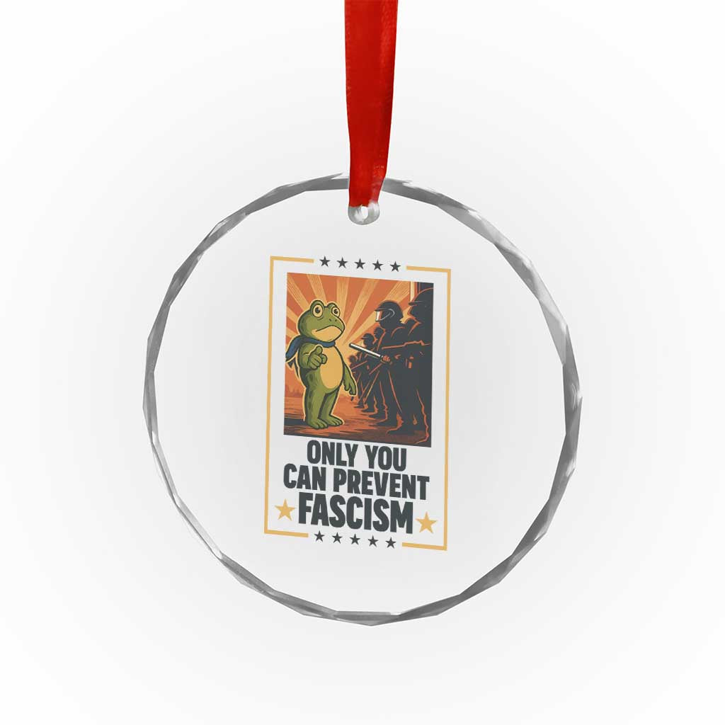 Funny Portland Frog Protest Crystal Glass Ornament Only You Can Prevent Fascism Gift TS12 Print Your Wear
