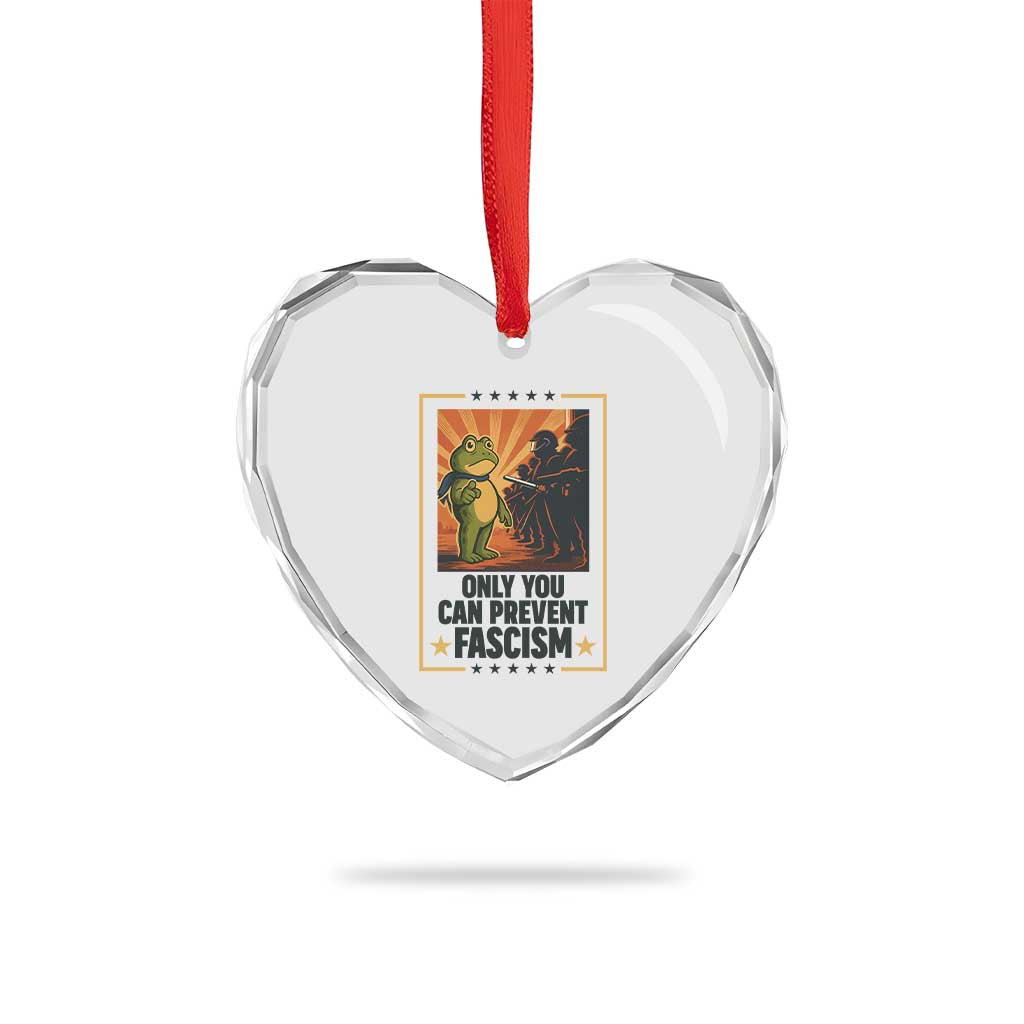 Funny Portland Frog Protest Heart Crystal Glass Ornament Only You Can Prevent Fascism Gift TS12 Print Your Wear