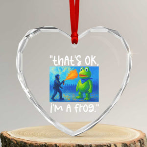 Funny Portland Frog Protest Heart Crystal Glass Ornament Thats OK Im A Frog Pepper Spray TS02 Transparent Glass 3'' Heart Print Your Wear