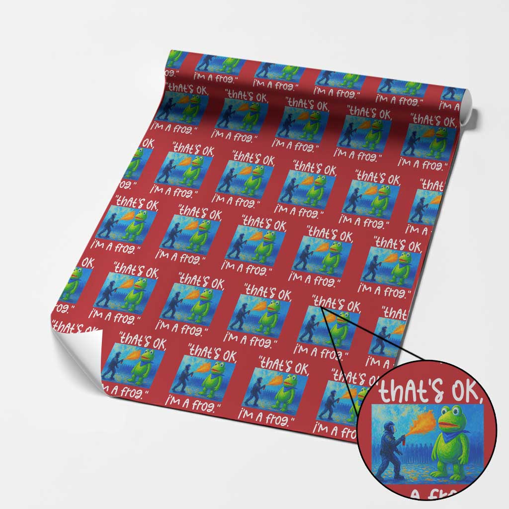 Funny Portland Frog Protest Wrapping Paper Roll Thats OK Im A Frog Pepper Spray TS02 Red Print Your Wear