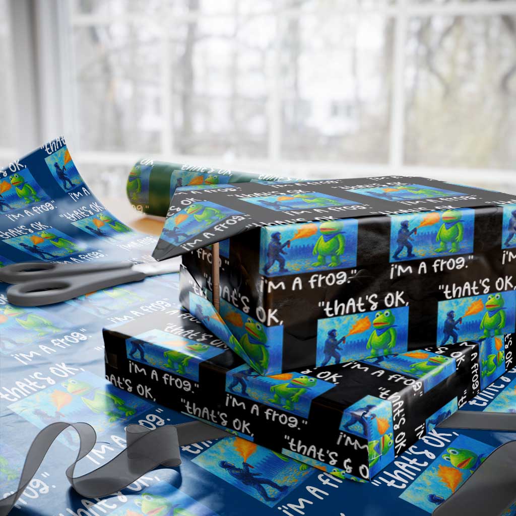 Funny Portland Frog Protest Wrapping Paper Roll Thats OK Im A Frog Pepper Spray TS02 Black Print Your Wear