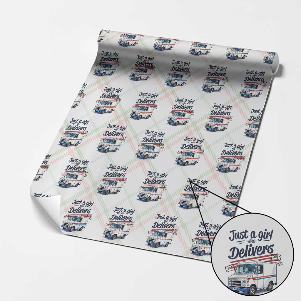 Funny Postal Worker Wrapping Paper Roll Just A Girl Who Delivers TS14 Christmas Plaid Print Your Wear