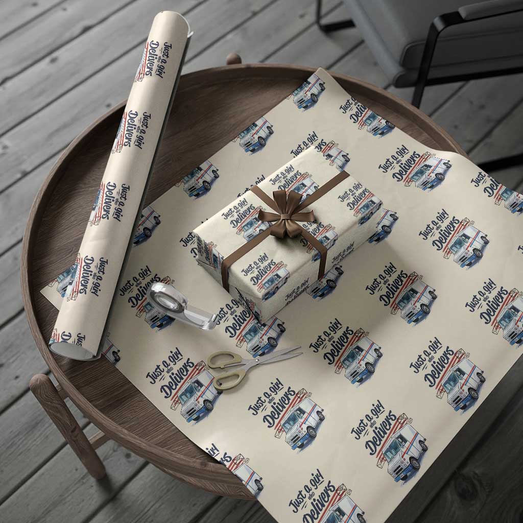 Funny Postal Worker Wrapping Paper Roll Just A Girl Who Delivers TS14 Beige Print Your Wear