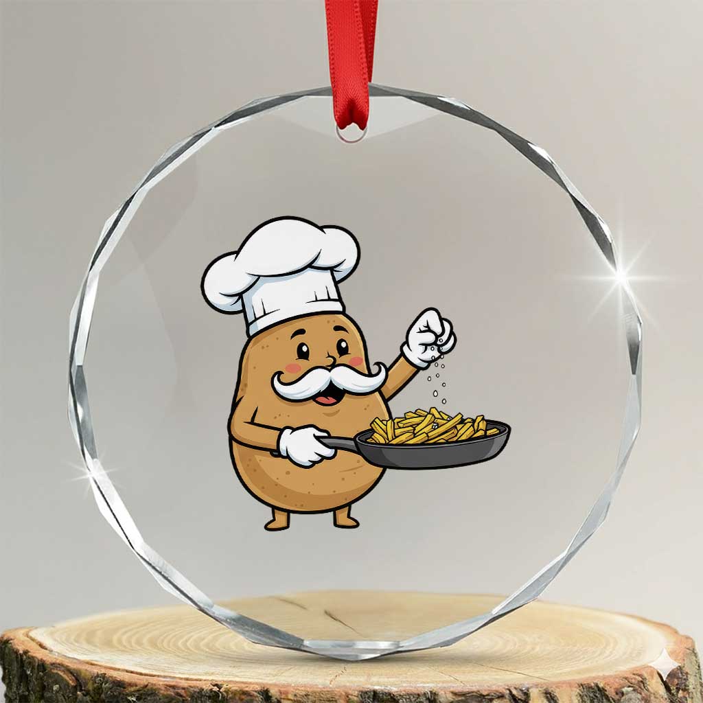 Funny Potato Cooking French Fries Crystal Glass Ornament Food Lover Gift TS12 Transparent Glass 3'' Circle Print Your Wear
