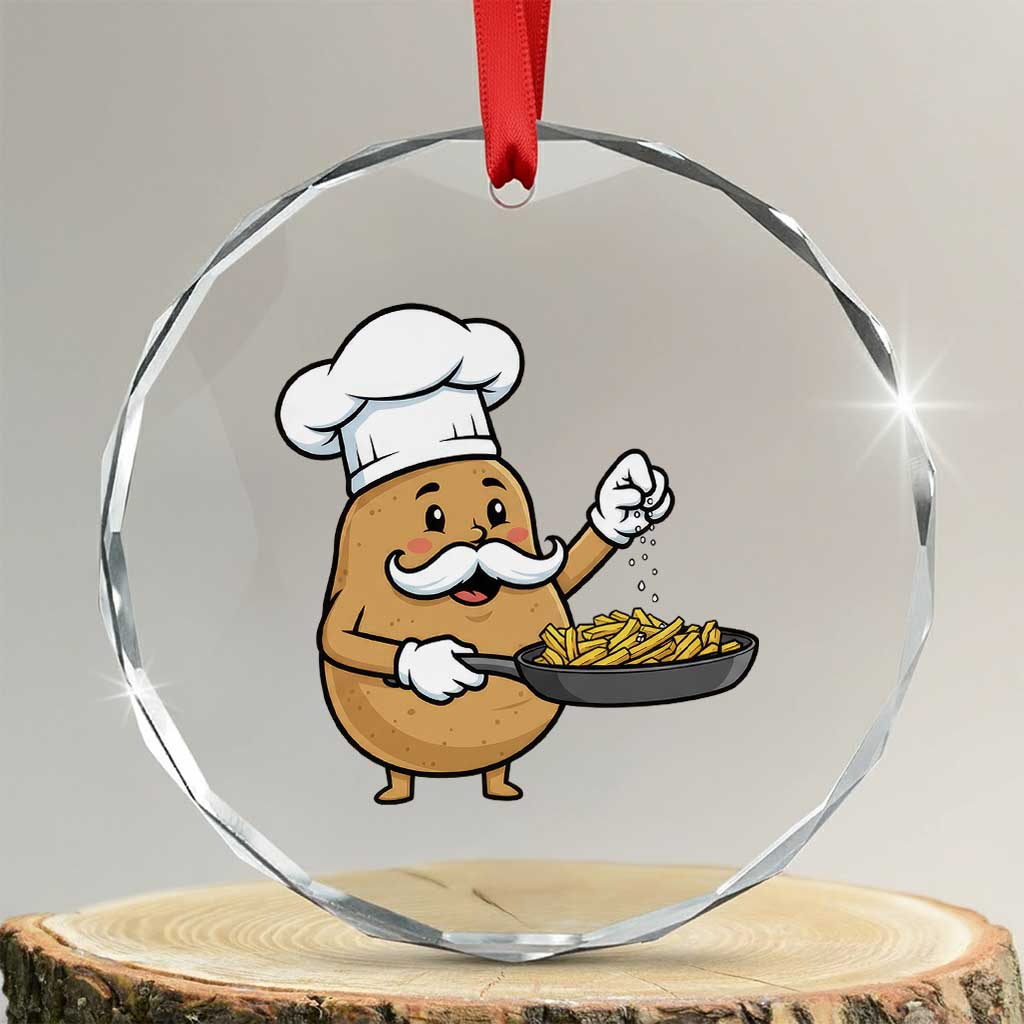 Funny Potato Cooking French Fries Crystal Glass Ornament Food Lover Gift TS12 Transparent Glass 3'' Circle Print Your Wear