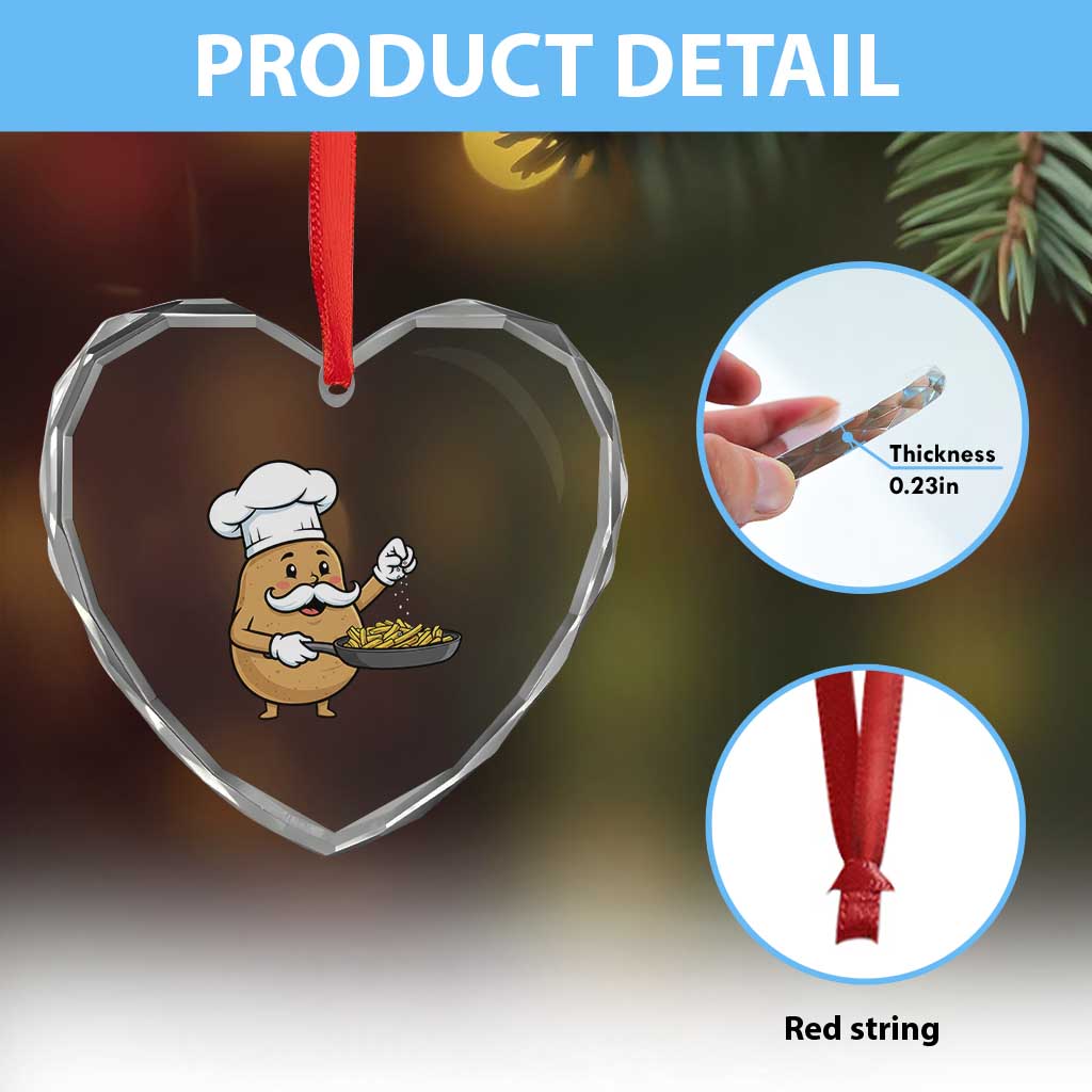 Funny Potato Cooking French Fries Heart Crystal Glass Ornament Food Lover Gift TS12 Print Your Wear