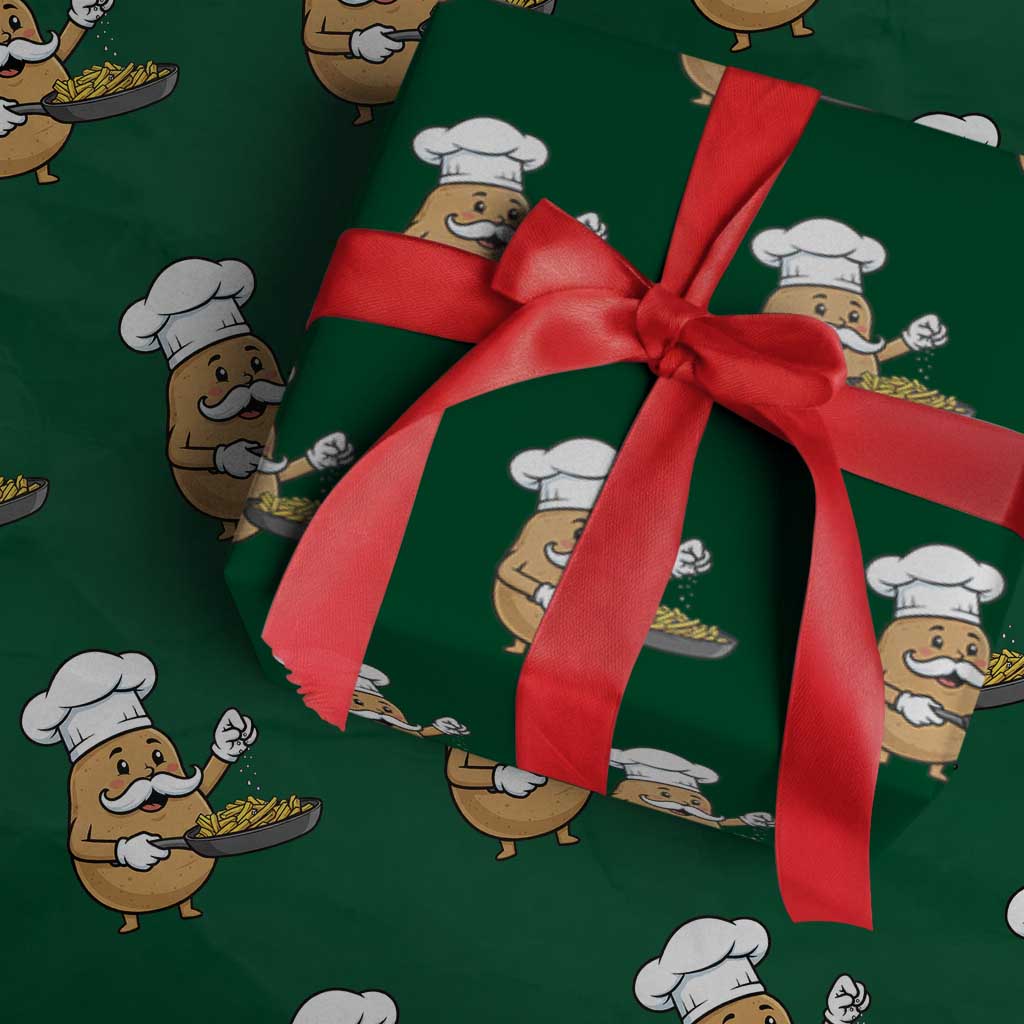 Funny Potato Cooking French Fries Wrapping Paper Roll Food Lover Gift TS12 Green Print Your Wear