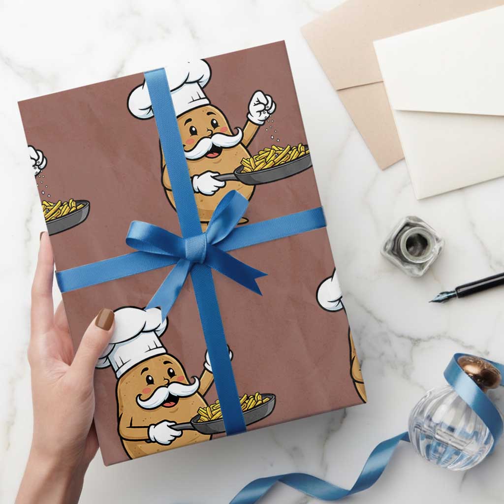 Funny Potato Cooking French Fries Wrapping Paper Roll Food Lover Gift TS12 Mocha Print Your Wear