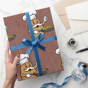 Funny Potato Cooking French Fries Wrapping Paper Roll Food Lover Gift TS12 Mocha Print Your Wear