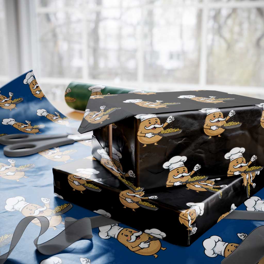Funny Potato Cooking French Fries Wrapping Paper Roll Food Lover Gift TS12 Black Print Your Wear
