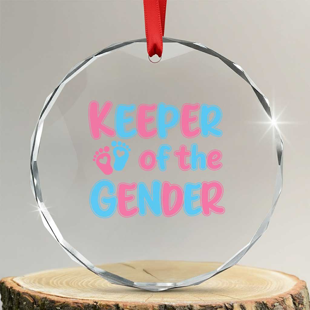 Funny Pregnancy Announcement Crystal Glass Ornament Keeper Of The Gender TS12 Transparent Glass 3'' Circle Print Your Wear