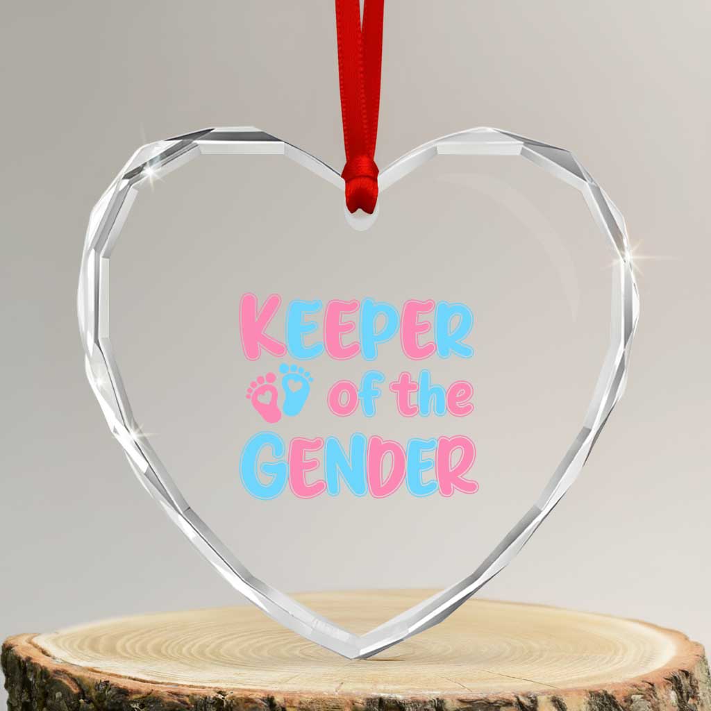 Funny Pregnancy Announcement Heart Crystal Glass Ornament Keeper Of The Gender