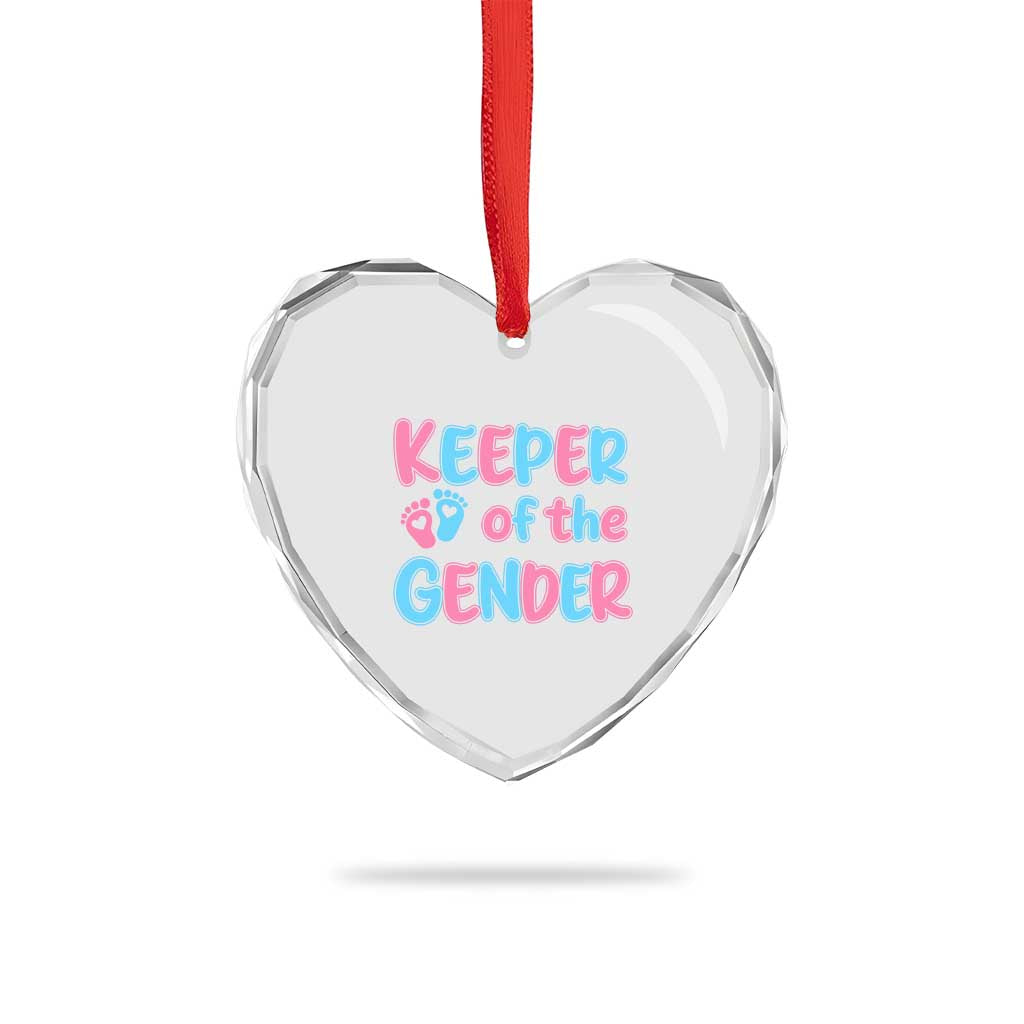 Funny Pregnancy Announcement Heart Crystal Glass Ornament Keeper Of The Gender