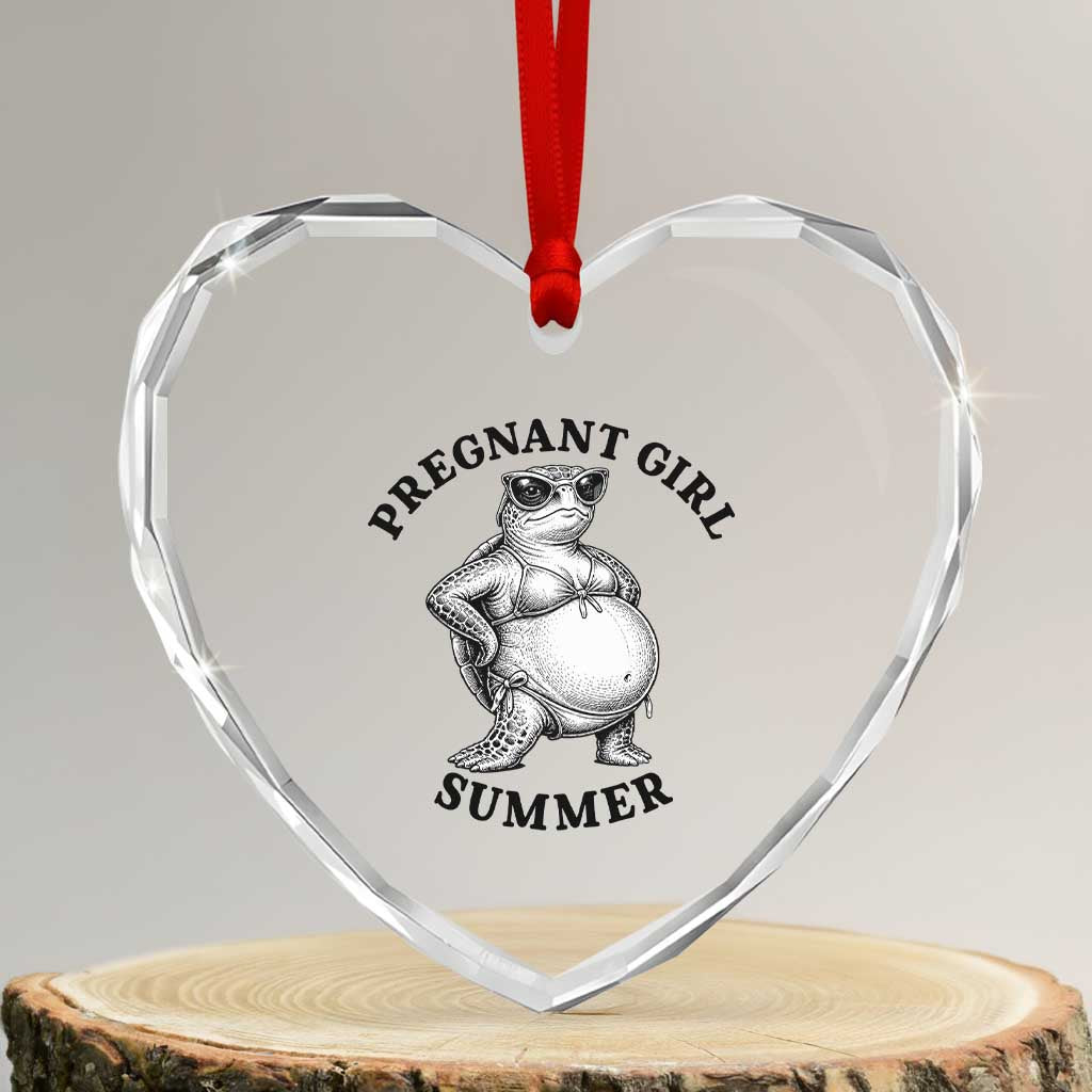 Funny Pregnant Girl Summer Turtle Heart Crystal Glass Ornament Cute Stipple Maternity Bikini Sea Turtle Beach