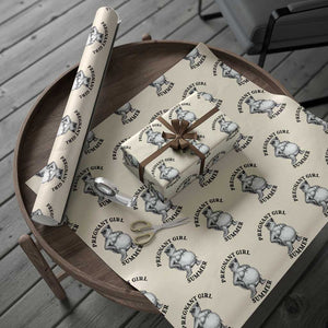 Funny Pregnant Girl Summer Turtle Wrapping Paper Roll Cute Stipple Maternity Bikini Sea Turtle Beach