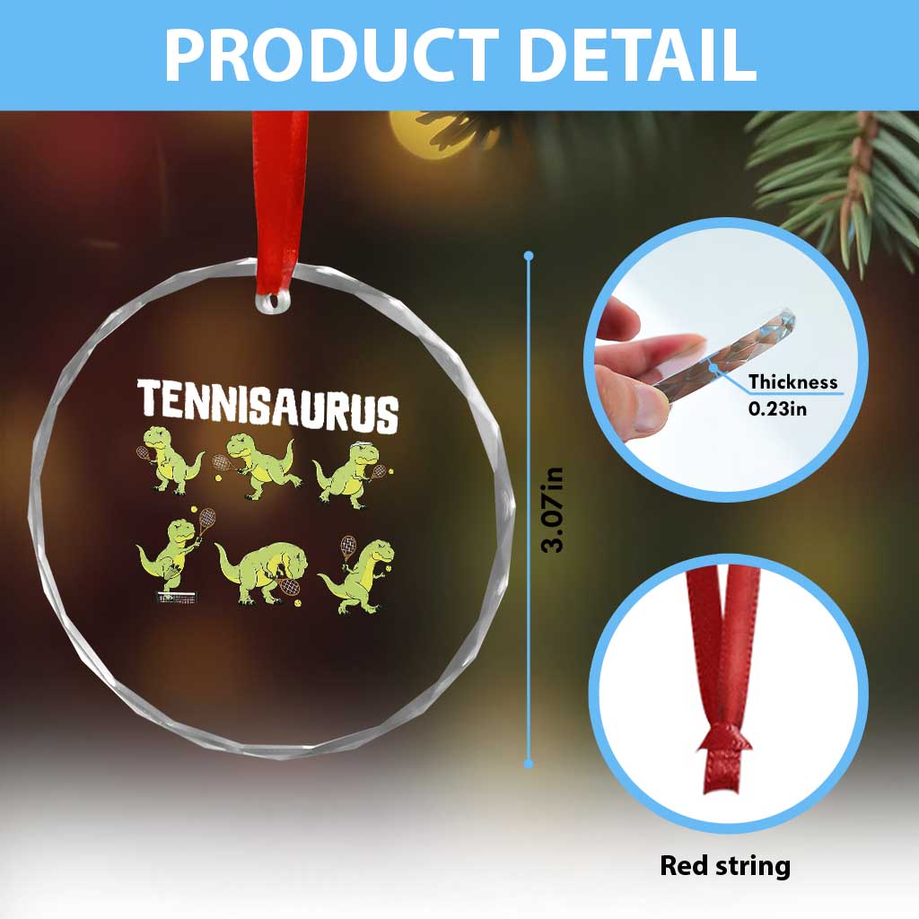 Funny Prehistoric Dinosaur Tennis Player Crystal Glass Ornament Gift For Tennis Fans TS12 Print Your Wear