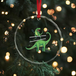 Funny Prehistoric Dinosaur Tennis Player Game Day Crystal Glass Ornament TS12 Print Your Wear