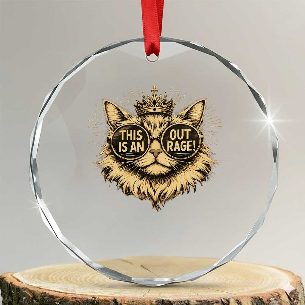 Funny Princess Cat Crystal Glass Ornament This Is An Outrage Donut Gold Cat Lover Gifts TS10 Transparent Glass 3'' Circle Print Your Wear