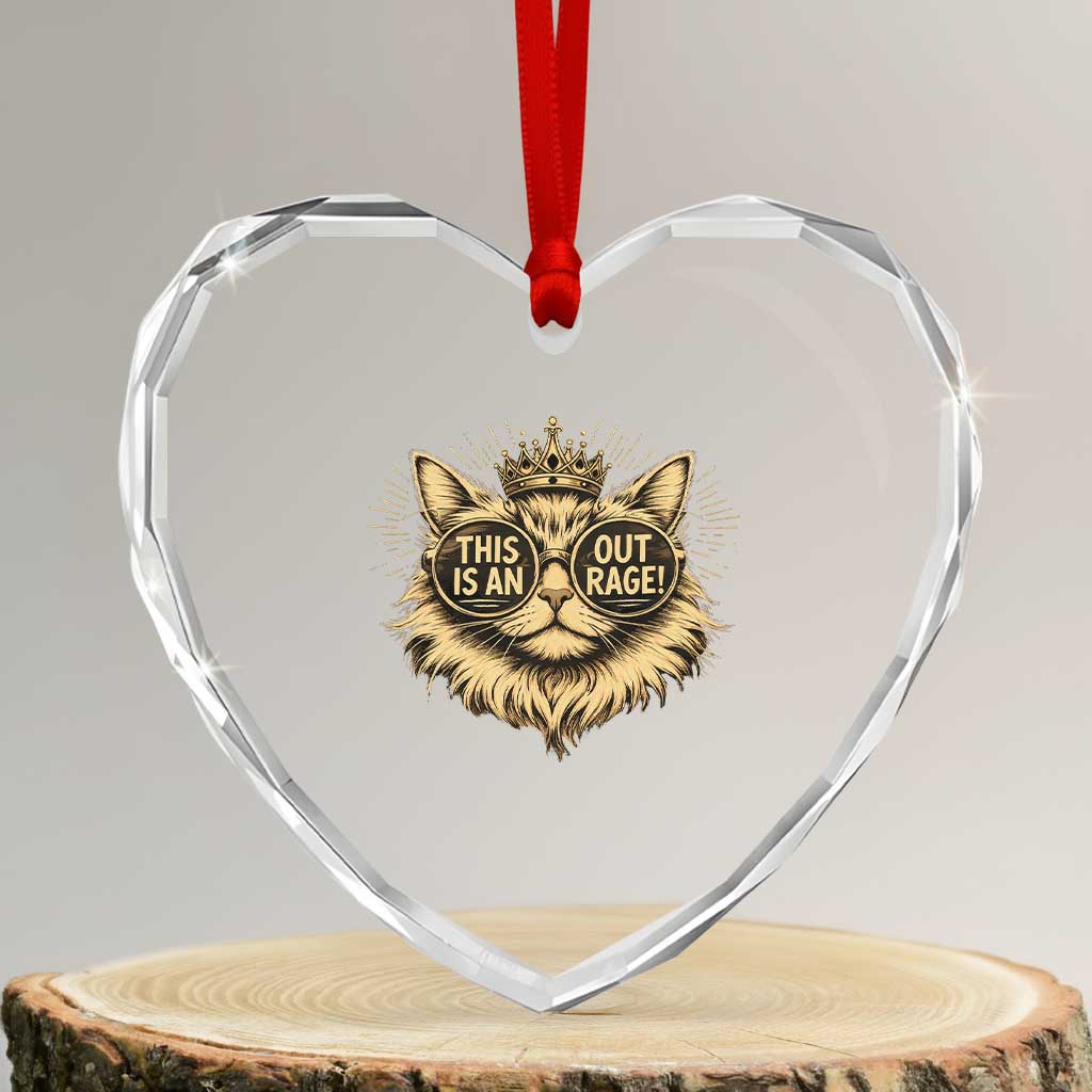 Funny Princess Cat Heart Crystal Glass Ornament This Is An Outrage Donut Gold Cat Lover Gifts TS10 Transparent Glass 3'' Heart Print Your Wear