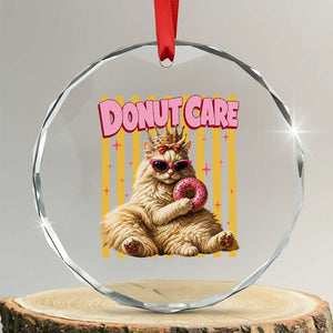Funny Princess Cat Eating Donut Crystal Glass Ornament Sci-Fi Book Lover Gift