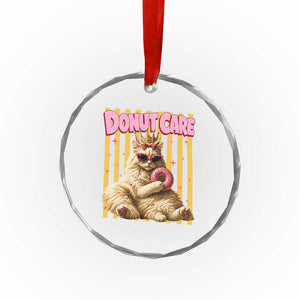 Funny Princess Cat Eating Donut Crystal Glass Ornament Sci-Fi Book Lover Gift