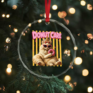 Funny Princess Cat Eating Donut Crystal Glass Ornament Sci-Fi Book Lover Gift