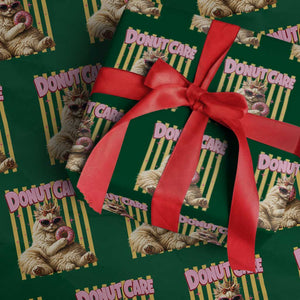 Funny Princess Cat Eating Donut Wrapping Paper Roll Sci-Fi Book Lover Gift