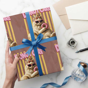 Funny Princess Cat Eating Donut Wrapping Paper Roll Sci-Fi Book Lover Gift