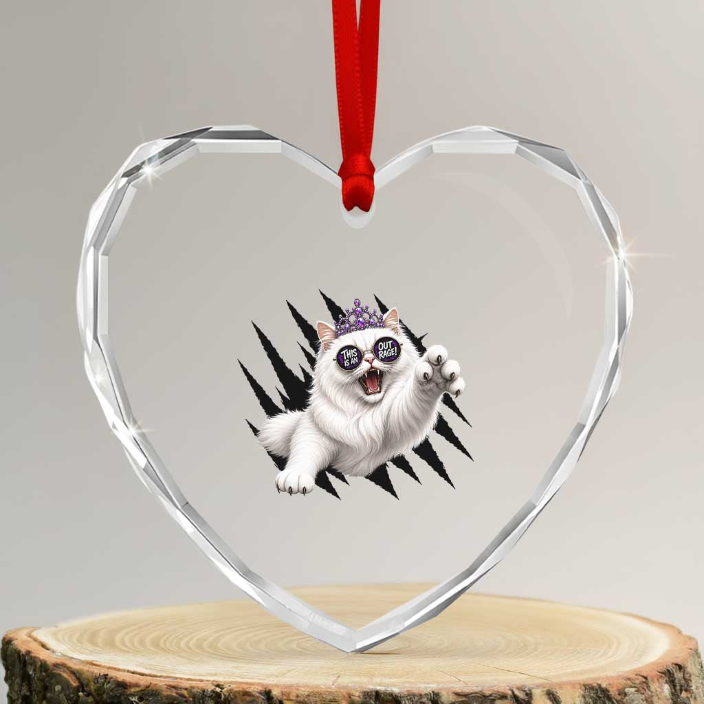 Funny Princess Cat With Featuring Scratch Effect Printed Heart Crystal Glass Ornament This Is An Outrage TS12 Transparent Glass 3'' Heart Print Your Wear
