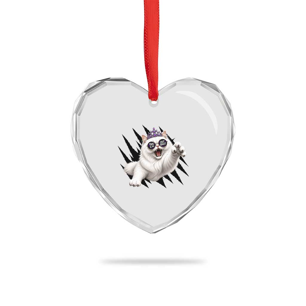 Funny Princess Cat With Featuring Scratch Effect Printed Heart Crystal Glass Ornament This Is An Outrage