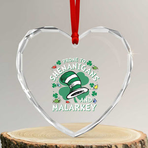 Funny Prone To Shenanigans And Malarkey Heart Crystal Glass Ornament St Patricks Day Reading Hat TS11 Transparent Glass 3'' Heart Print Your Wear
