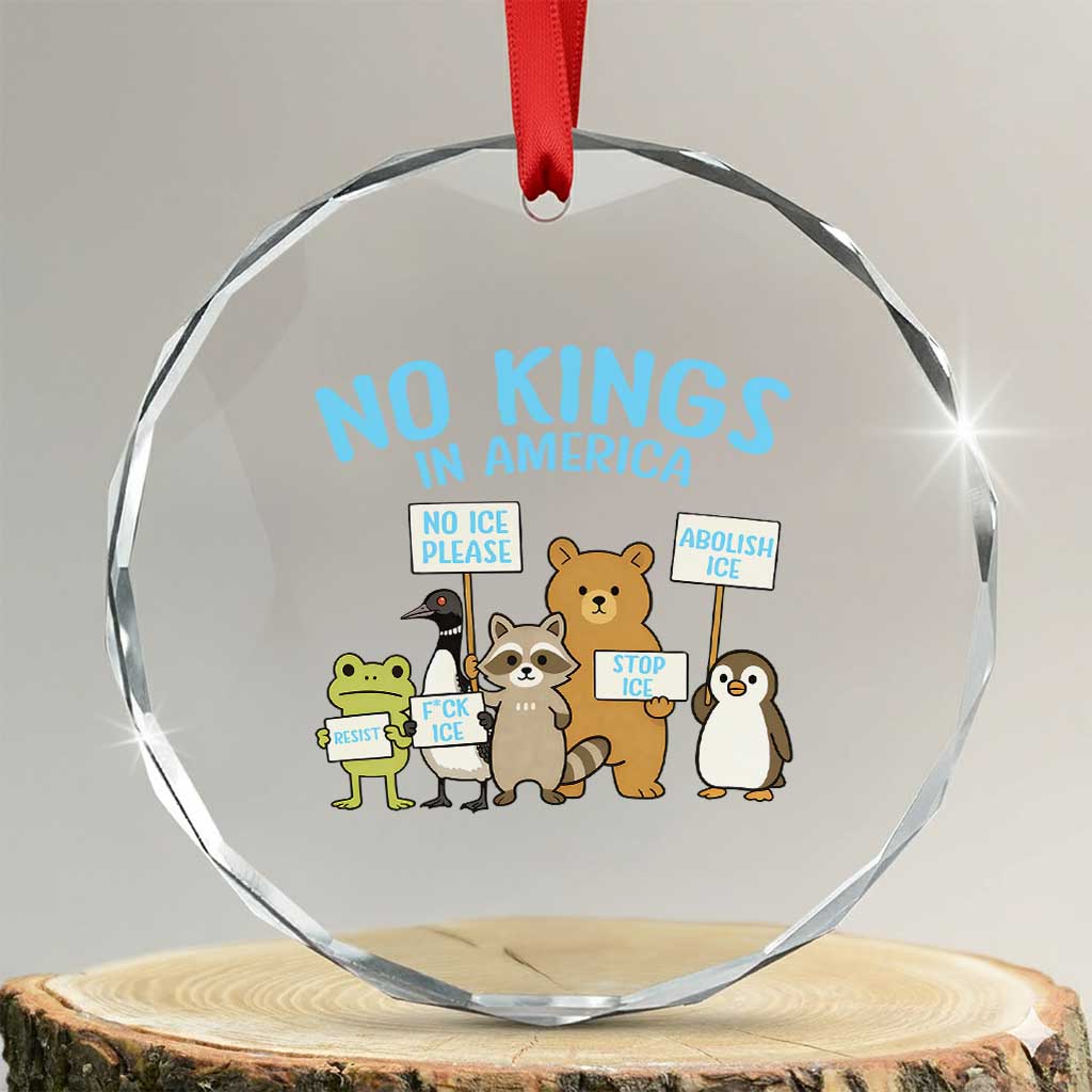 Funny Protest Animals Abolish Ice Crystal Glass Ornament Minneapolis USA Support Gift TS12 Transparent Glass 3'' Circle Print Your Wear